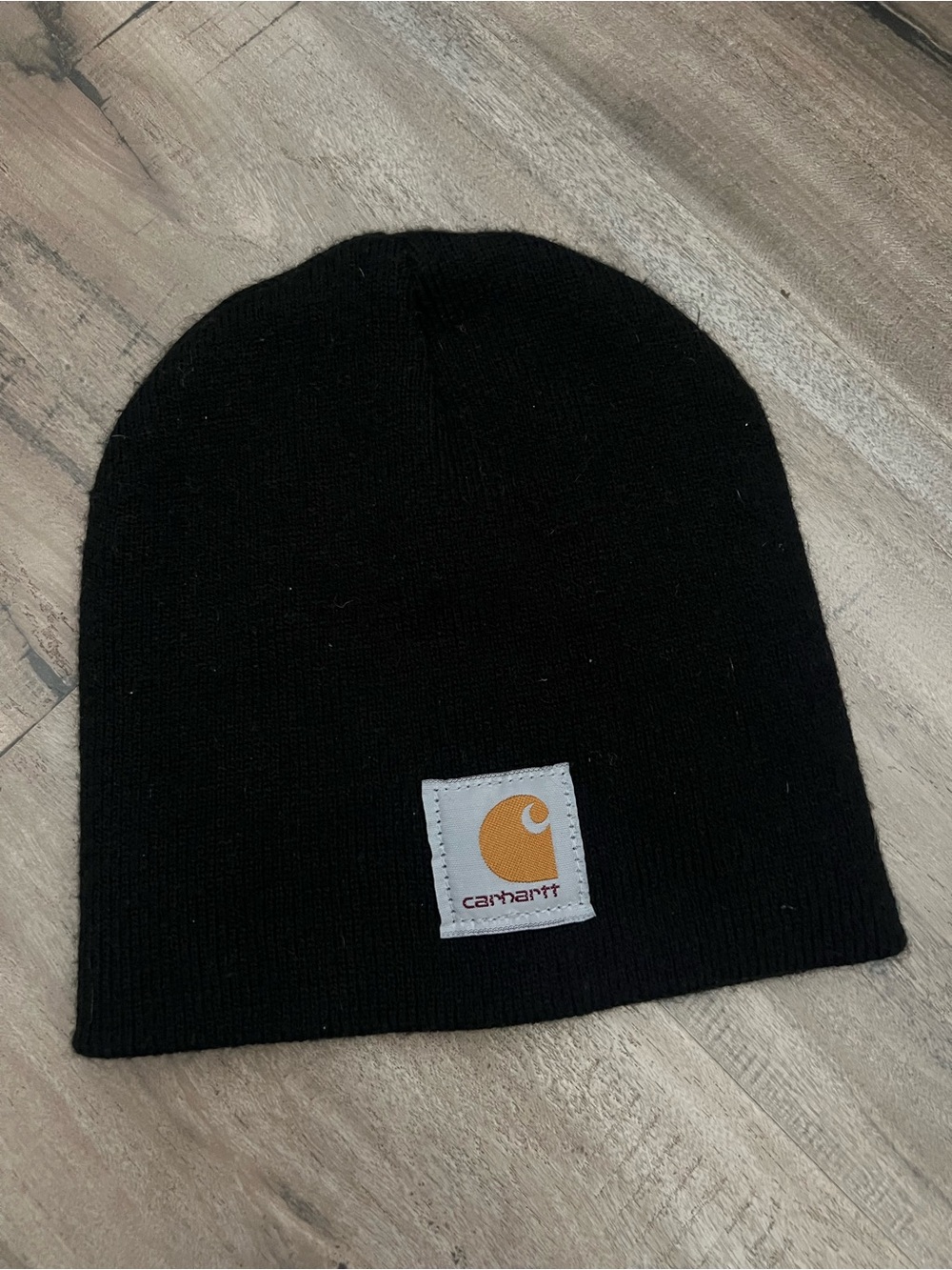 Carhartt Black Knit Beanie with Logo Patch